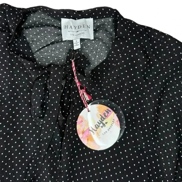 NWT - Hayden Black and White Polka Dot Dress with Tie Front - Size S - Picture 7 of 7